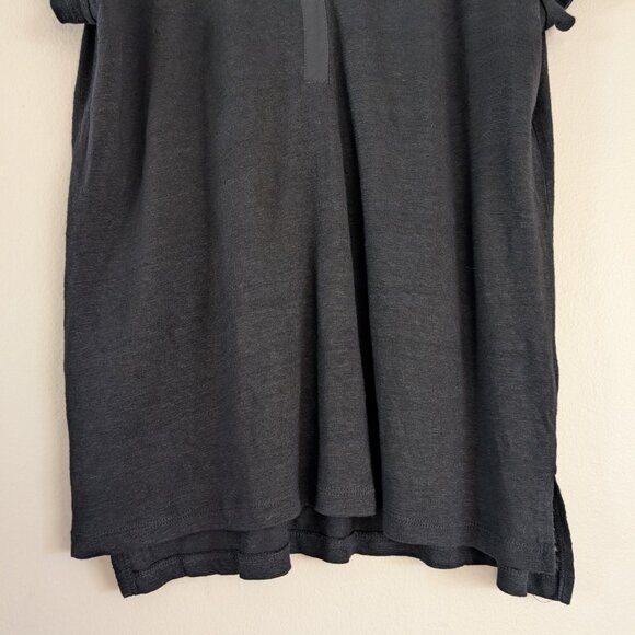 NWT Sanctuary Black Linen Relaxed Fit V-Neck Tee Casual‎ Comfy Minimal Layer M - Picture 3 of 8